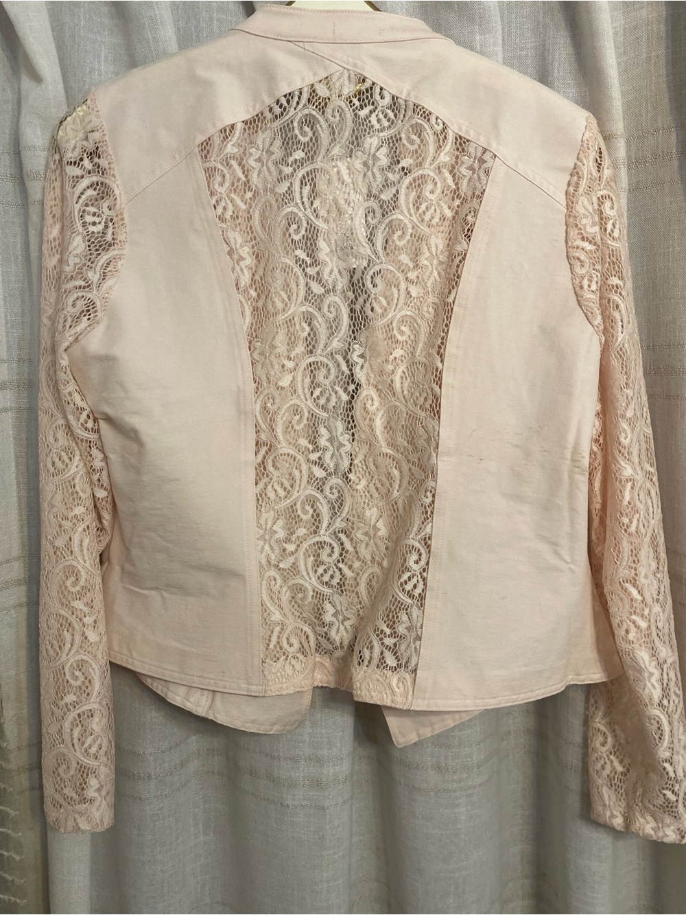 Candie's Pink Lace Moto Jacket Women's XL NWT Asymmetrical Rose Gold Zip - Picture 9 of 13